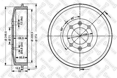 Stellox 6025-3708-SX тормозной барабан на PEUGEOT 406 Break (8E/F)