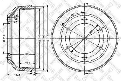 Stellox 6026-2509-SX тормозной барабан на FORD TRANSIT c бортовой платформой/ходовая часть (E_ _)