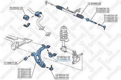 Stellox 71-05596-SX подвеска, рычаг независимой подвески колеса на FIAT DOBLO вэн (223, 119)