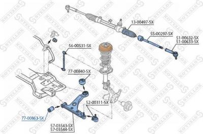 Stellox 77-00863-SX подвеска, рычаг независимой подвески колеса на OPEL CORSA D