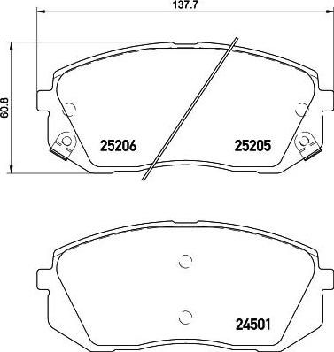 TEXTAR Колодки торм. KIA/HYUNDAI ix35/i40/SPORTAGE 10>/CARENS III перед. к-т (2520501)