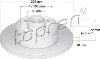 Topran 103 526 тормозной диск на VW GOLF III (1H1)