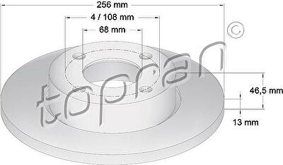 Topran 103 700 тормозной диск на AUDI 100 (44, 44Q, C3)