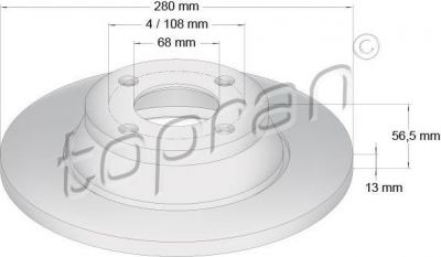 Topran 104 415 тормозной диск на AUDI 80 Avant (8C, B4)