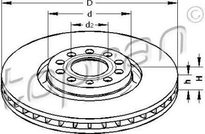 Topran 110 432 тормозной диск на AUDI A6 Avant (4B5, C5)