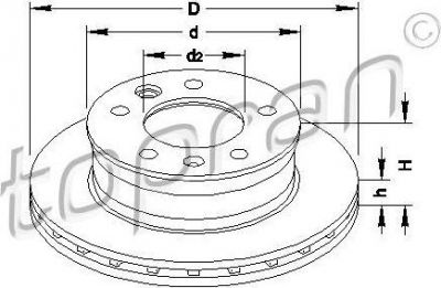Topran 110 438 тормозной диск на VW LT 28-46 II c бортовой платформой/ходовая часть (2DC, 2DF, 2