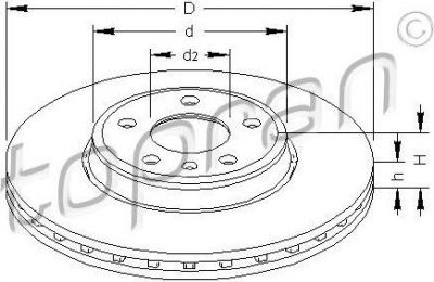 Topran 113 009 тормозной диск на AUDI A4 Avant (8K5, B8)