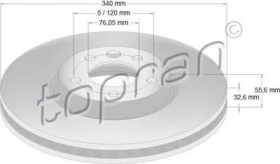 Topran 114 025 тормозной диск на VW MULTIVAN V (7HM, 7HN, 7HF, 7EF, 7EM, 7EN)