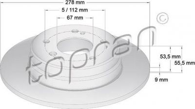 Topran 400 864 тормозной диск на MERCEDES-BENZ C-CLASS универсал (S202)