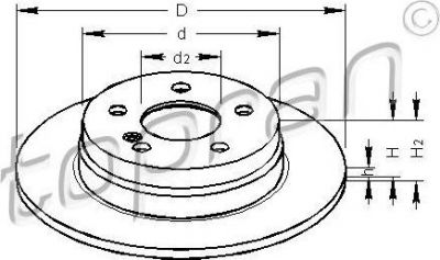 Topran 401 905 тормозной диск на MERCEDES-BENZ C-CLASS T-Model (S204)