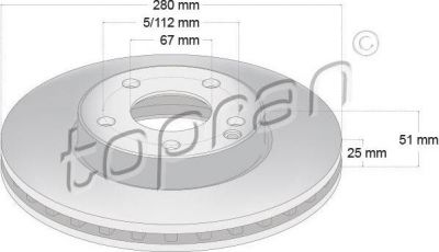 Topran 408 553 тормозной диск на MERCEDES-BENZ B-CLASS (W246, W242)