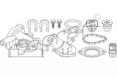 Topran 700 335 корпус термостата на RENAULT CLIO II фургон (SB0/1/2_)