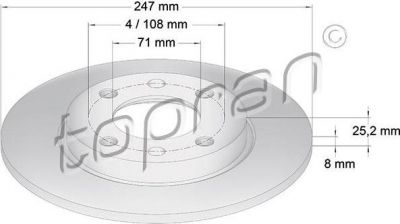 Topran 721 891 тормозной диск на PEUGEOT 206 SW (2E/K)