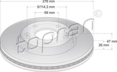 Topran 820 618 тормозной диск на HYUNDAI SANTA FE I (SM)