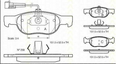 TRISCAN 8110 15006 комплект тормозных колодок, дисковый тормоз на FIAT BRAVA (182)