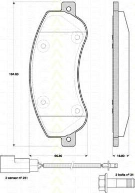 TRISCAN 8110 16019 комплект тормозных колодок, дисковый тормоз на FORD TRANSIT c бортовой платформой/ходовая часть