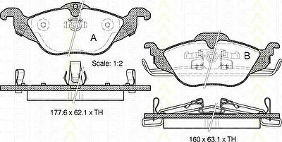 TRISCAN 8110 24007 комплект тормозных колодок, дисковый тормоз на OPEL ASTRA G универсал (F35_)