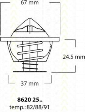 TRISCAN 8620 2591 термостат, охлаждающая жидкость на VW LT 28-46 II фургон (2DA, 2DD, 2DH)