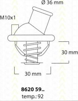TRISCAN 8620 5992 термостат, охлаждающая жидкость на OPEL KADETT E кабрио (43B_)