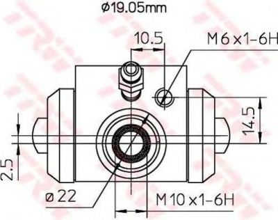 TRW BWD113A Цилиндр тормозной рабочий L=R (алюминий) AD VW 19mm (Al)