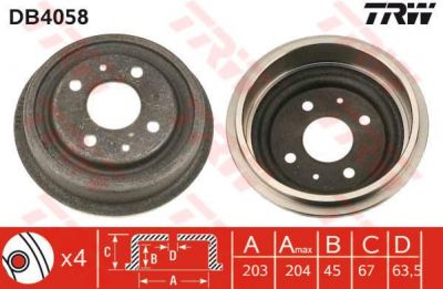 TRW DB4058 тормозной барабан на FORD TAUNUS '80 (GBS, GBNS)