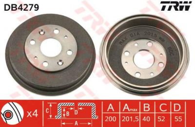 TRW DB4279 тормозной барабан на MAZDA 323 C IV (BG)