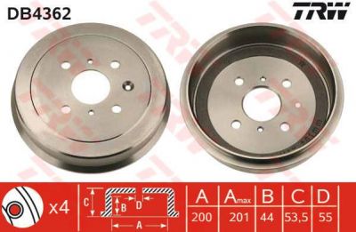 TRW DB4362 тормозной барабан на TOYOTA AYGO (PAB4_, KGB4_)