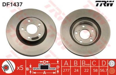 TRW DF1437 Диск тормозной передний SUBARU FORESTER 97- IMPREZA 94- LEGACY 03- (26310AA081)