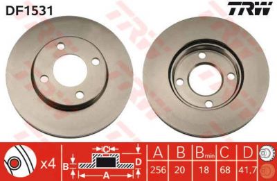 TRW DF1531 тормозной диск на AUDI 80 (81, 85, B2)