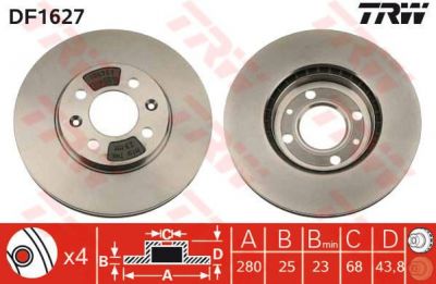 TRW DF1627 Диск торм пер вент SAAB 9000 87-97 (561534J) (4002143)