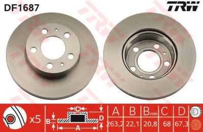 TRW DF1687 Диск торм пер вент VOLVO 240/260 (561185J) (561185J)