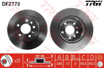 TRW DF2773 Диск торм.зад.VECTRA B 286x10mm (569210)