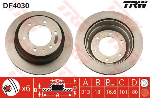 TRW DF4030 Диск тормозной зад. OPEL FRONTERA A B MONTEREY A B 91-> 313x18mm (596106)