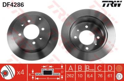 TRW DF4286 Диск тормозной задн.HYUNDAI SONATA EF MATRIX KIA MAGENTIS 263x10mm (5841138310)