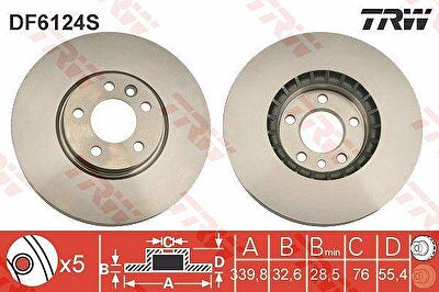TRW DF6124S Диск тормозной VW PASSAT (1LA) 08- передний вент.D=340мм. (3C0615301C)