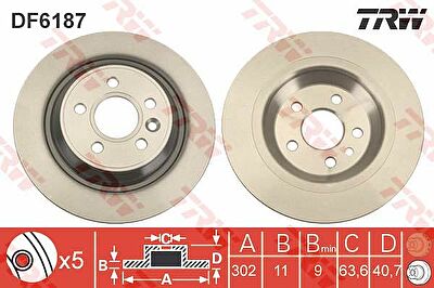 TRW DF6187 Диск тормозной VOLVO: S60 II 2.0 T/D3/D4/D5/D5 AWD/DRIVe/ D2/T3/T4/T4F