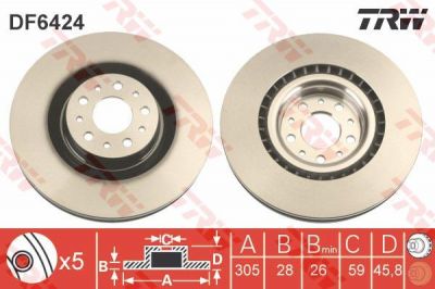 TRW DF6424 Диск тормозной FIAT DOBLO 10-/OPEL COMBO 12- передний