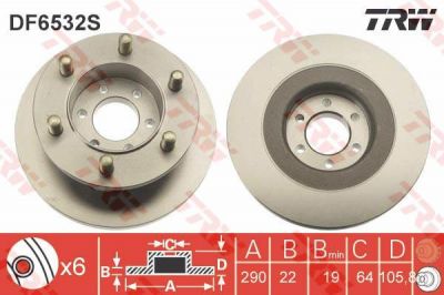 TRW DF6532S тормозной диск на IVECO DAILY III c бортовой платформой/ходовая часть