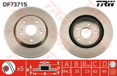 TRW DF7371S Диск тормозной передний Suzuki Grand Vitara 1.6 05- 294x25mm (5521165J01)