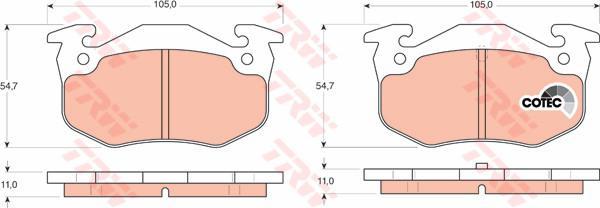 TRW GDB1305 Колодки задние CITROEN XSARA 97-05/PEUGEOT 206/RENAULT MEG. (425257)