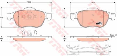 TRW GDB1468 Колодки тормозные передние RENAULT ESPASE 02- LAGUNA II 01- SCENIC 03- (77 01 209 809)