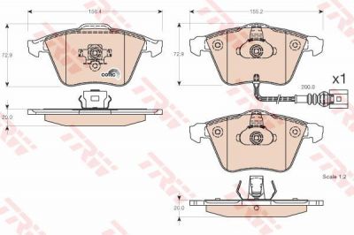 TRW GDB1616 Колодки передние AUDI A3/TT/VOLKSWAGEN GOLF/PASSAT 04-