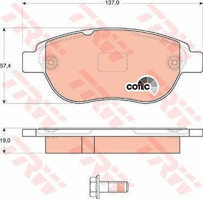 TRW GDB1624 Колодки передние CITROIN C4 (425331)