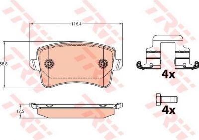 TRW GDB2107 комплект тормозных колодок, дисковый тормоз на AUDI A4 Allroad (8KH, B8)