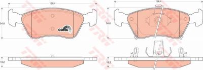 TRW GDB3163 Колодки тормозные передние TOYOTA AVENSIS 09 97-12 02 156X54,4X18mm (0446505060)