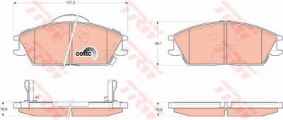 TRW GDB3331 Колодки передние+метал.ушко HYUNDAI ACCENT 1.3 1.5 1.6 00-> GETZ 1.1 1.3 1.6 (5810122A00)