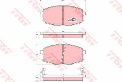 TRW GDB3342 Колодки тормозные передние HYUNDAI i30 Ceed 06-> Carens II 07.02 (0K2JA3328Z)