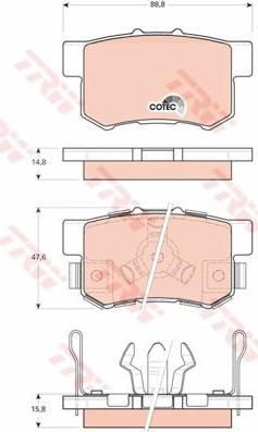 TRW GDB3438 Колодки задние HONDA (43022SJFE00)