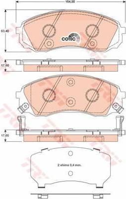 TRW GDB3448 Колодки передние KIA Carnival/HYUNDAI H-1/Grand Starex 07-> (581014HA50)