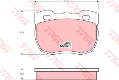 TRW GDB394 Тормозные колодки LAND ROVER Discovery 2.5TDi. 3.5 09.89-99. Range Rover 2.4TD. 2.5TD. 3.5L. 4.0L 70-10.89. (RTC5760)